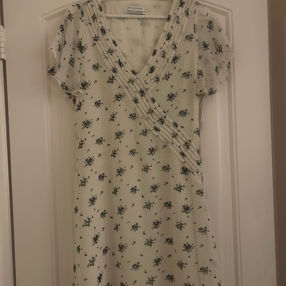 Urban Outfitters Cream Floral Midi Dress